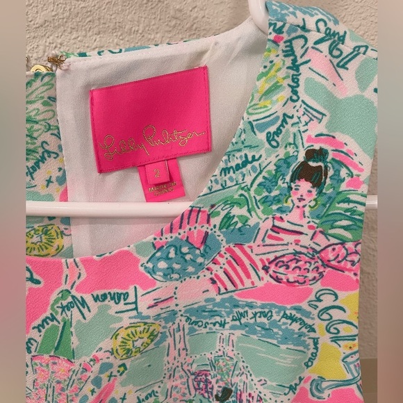 Lilly Pulitzer Marli Stretch Shift Dress Size 2 Pop Up in the Beginning Print - Picture 4 of 14